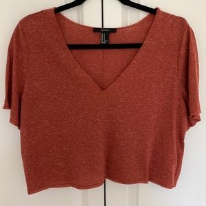 Forever 21 Orange Cropped Shirt